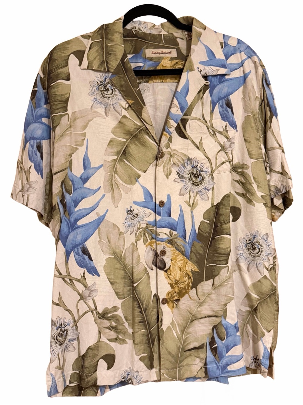 Tommy Bahama 100% Silk Parrot Macaw Tropical Camp Shirt Men’s M